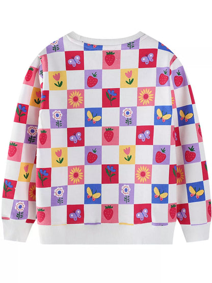 Children's Colorful Checkered Pattern Sweatshirt