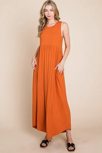 BOMBOM Sleeveless Maxi Dress with Pockets