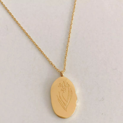 18K Gold-Plated Engraved Pendant Necklace