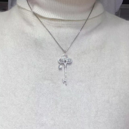 3.5 Carat Moissanite 925 Sterling Silver Key Necklace