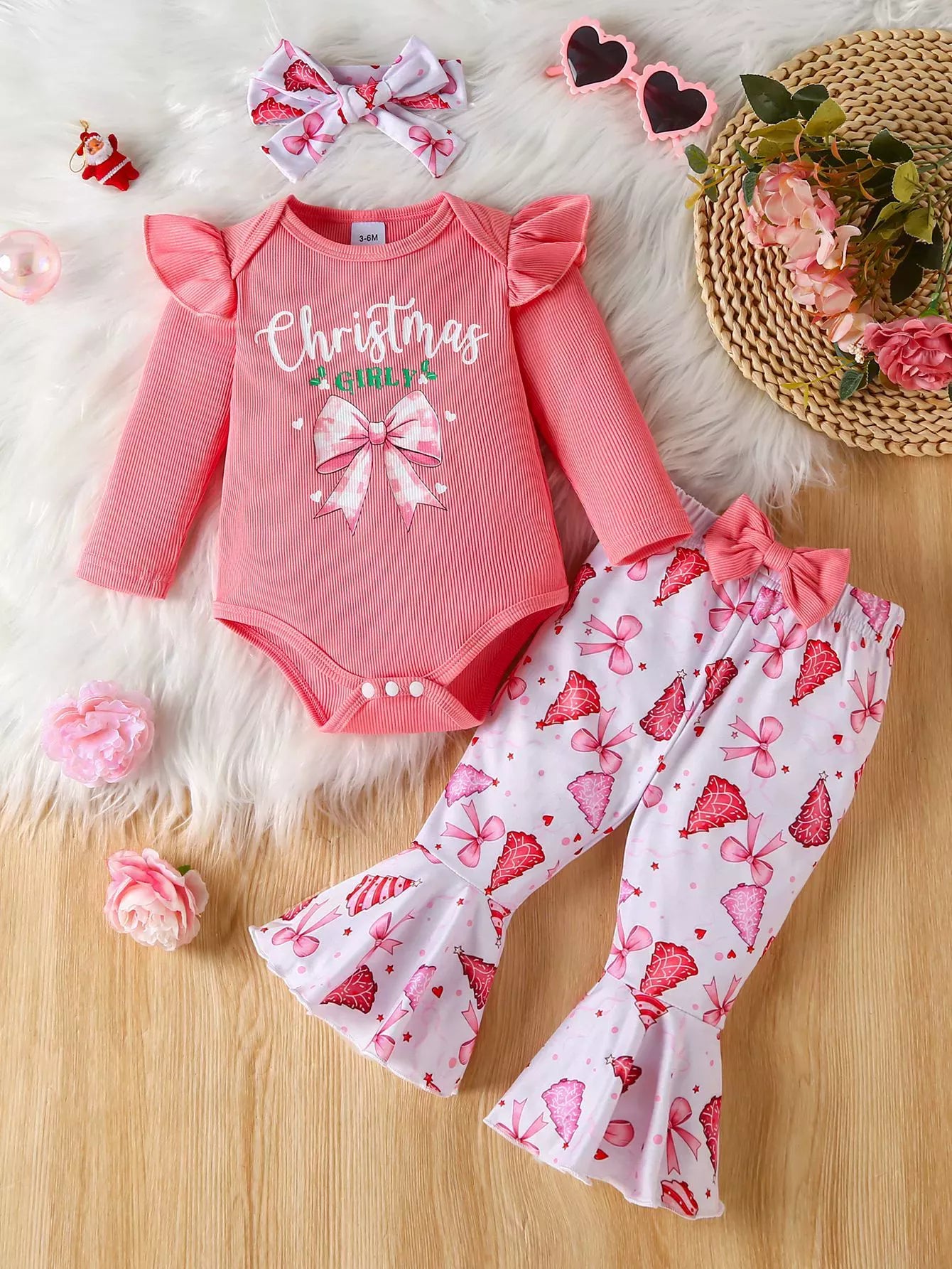 Children's Halloween Graphic Top and Pants 3-Piece Set with Headband