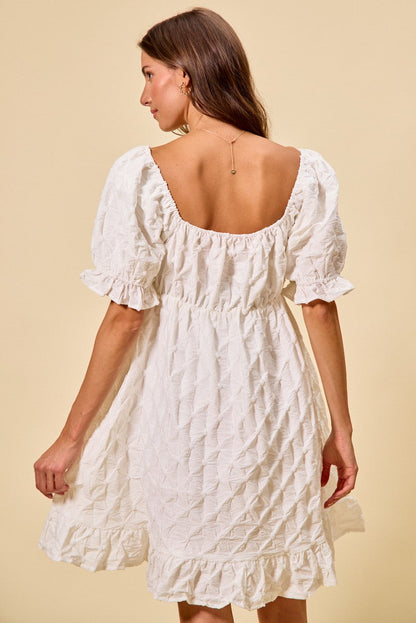 SO ME Texture Woven Ruching On Bust Mini Dress