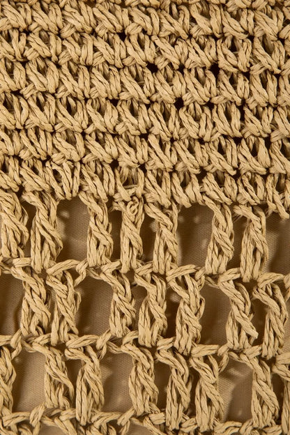 Fame Intricate Straw Braided Large Tote Bag