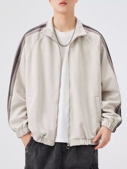 Men's Striped Shoulder Zip Up Jacket