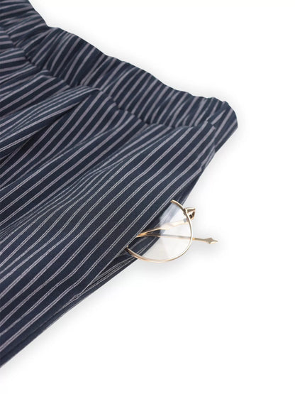 Striped Sleeveless Top and Wide-Leg Pants Set