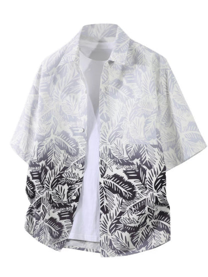 Men's Plus Size Tropical Print Short Sleeve Casual Shirt