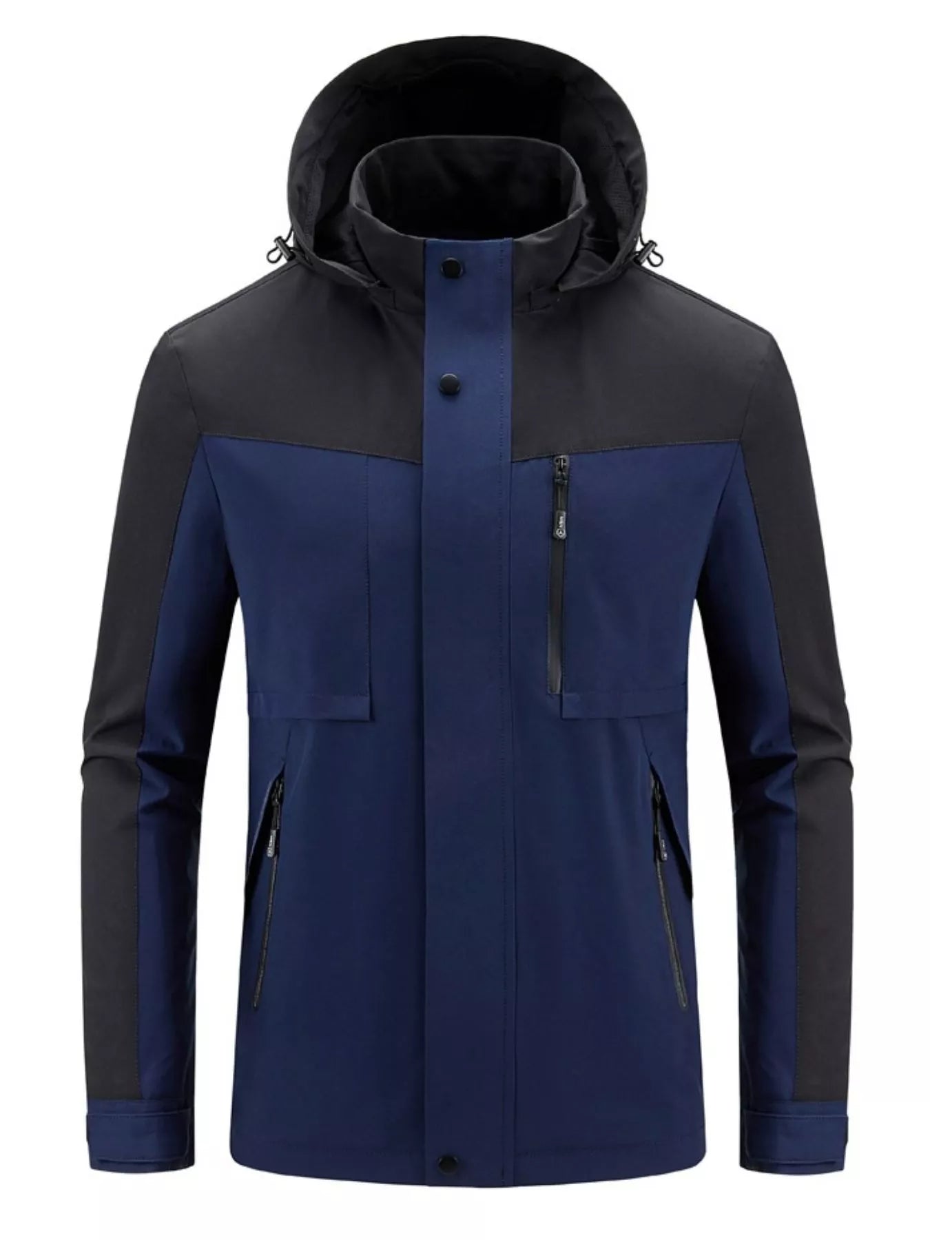 Men's Plus Size Two-Tone Hooded Outdoor Jacket