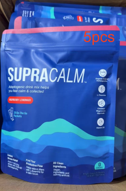 Magnesium Glycinate Calm Stable Drink Mix, Raspberry Lemon Flavor, Stress Sleep Support Powder Packets, 20 On-The-Go Packets