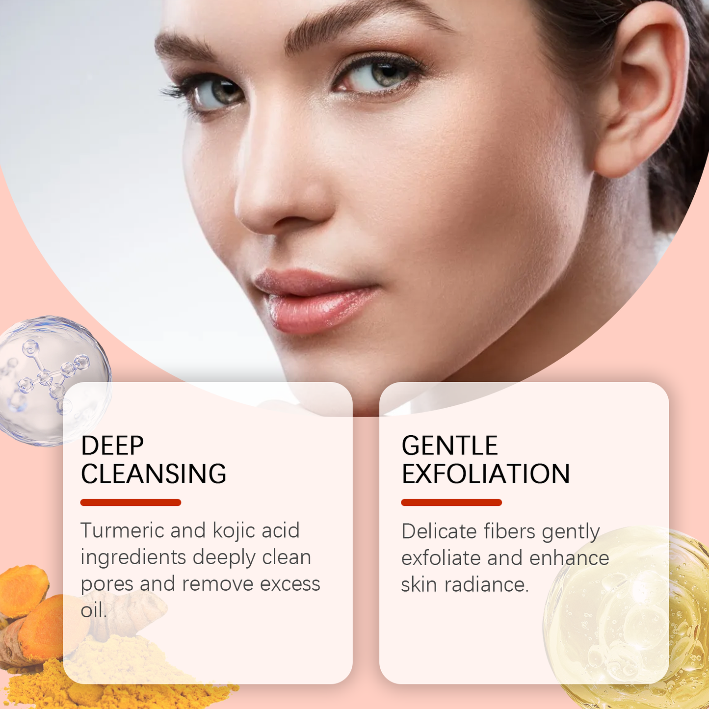 Hoygi Turmeric Acid Cleanser Pad Gentle Exfoliating Cleanser Without Tight Facial Skin Delicate Brightening