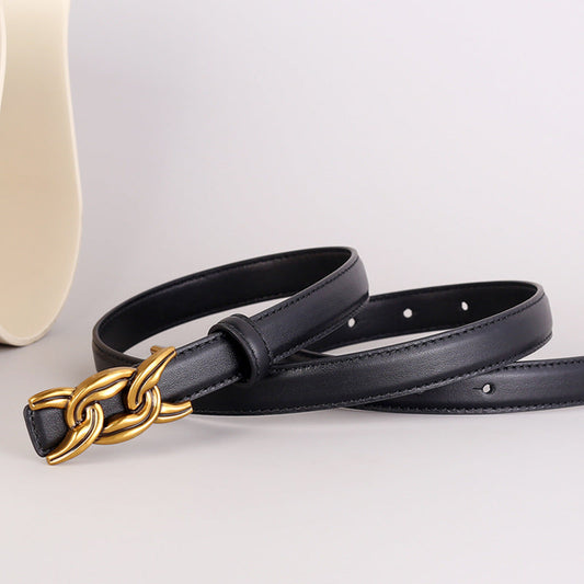 Chain Buckle Leather Belt