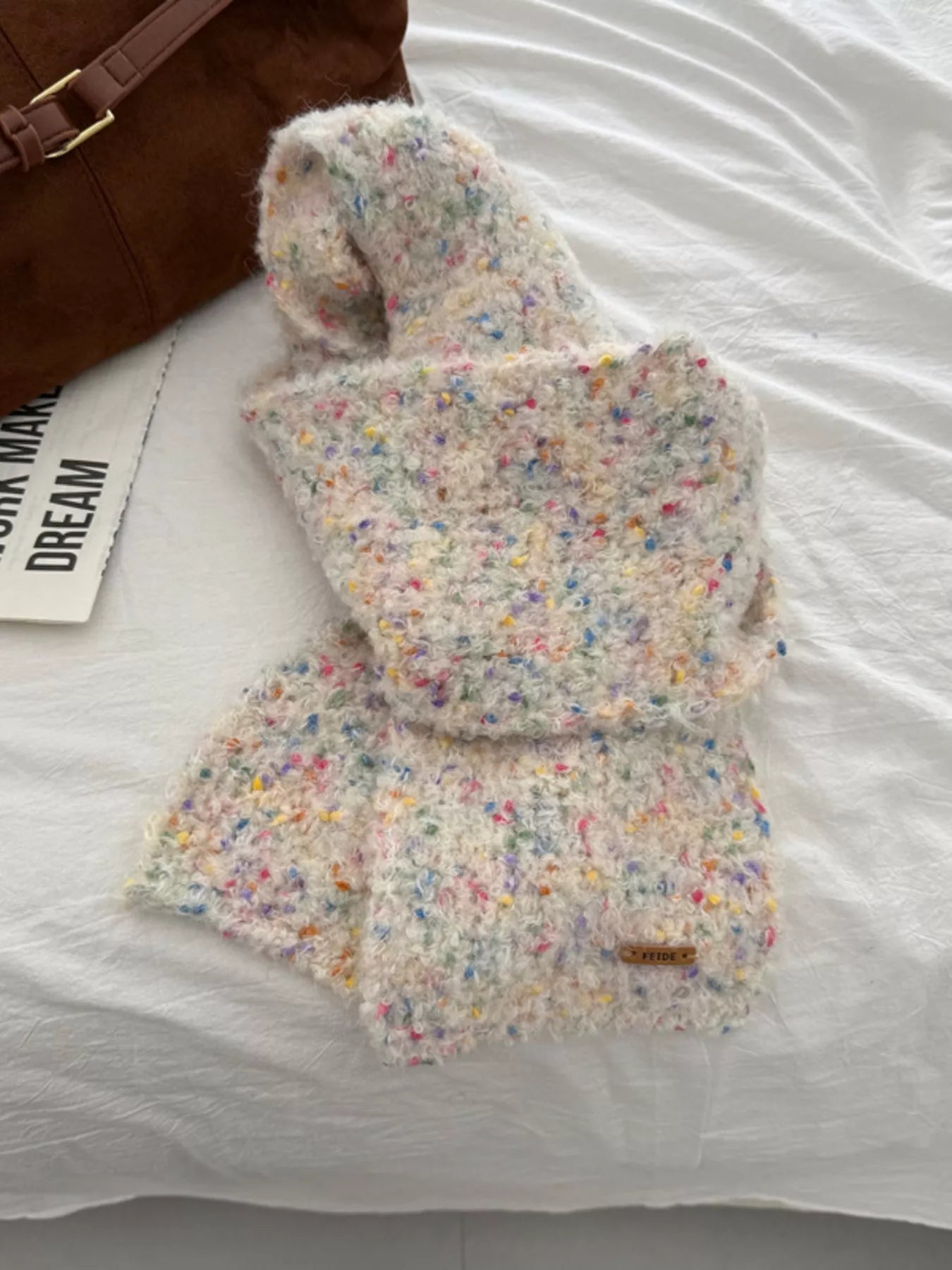 Cozy Knitted Multicolor Speckled Scarf