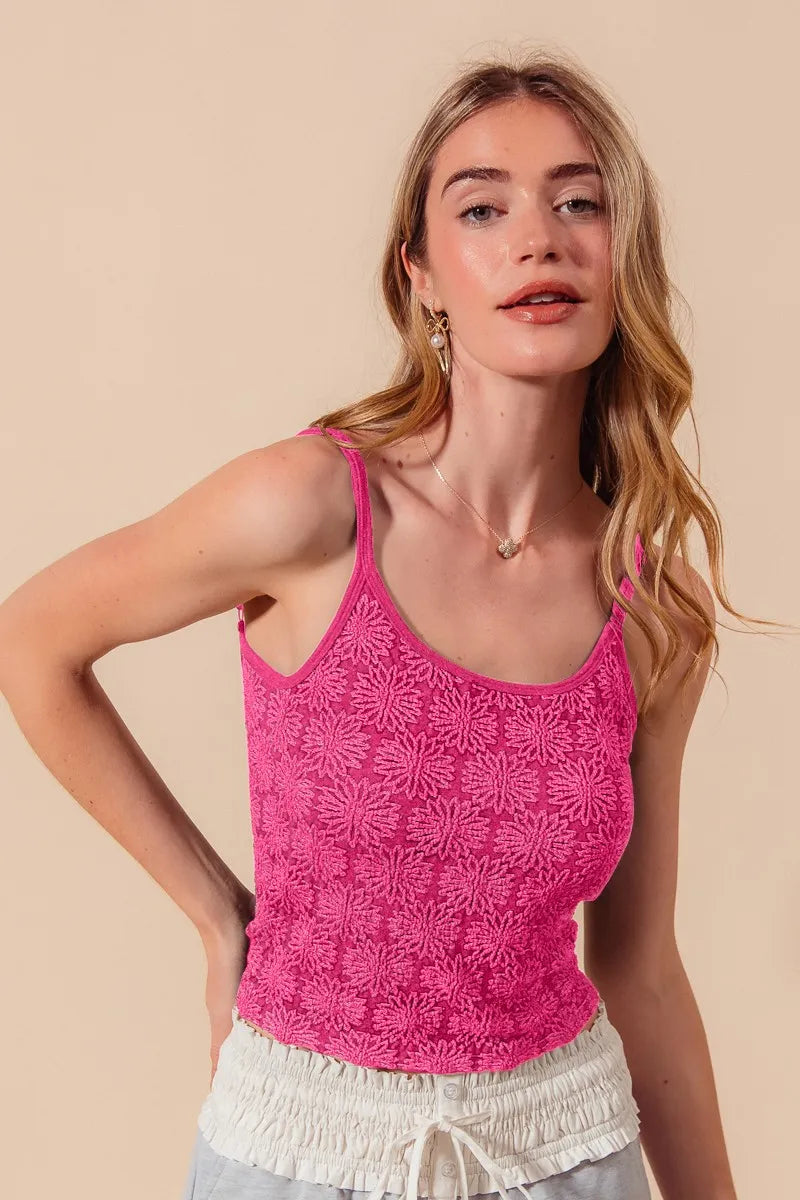 SO ME Two Tone Floral Seamless Tank Top