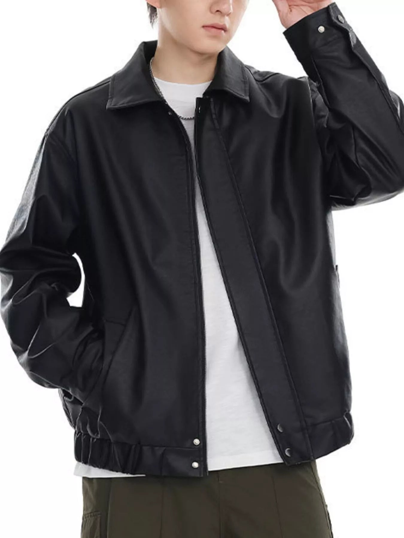 Men's Plus Size Classic Faux Leather Jacket