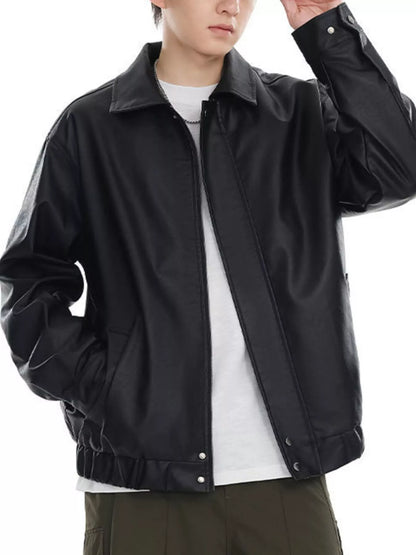 Men's Plus Size Classic Faux Leather Jacket