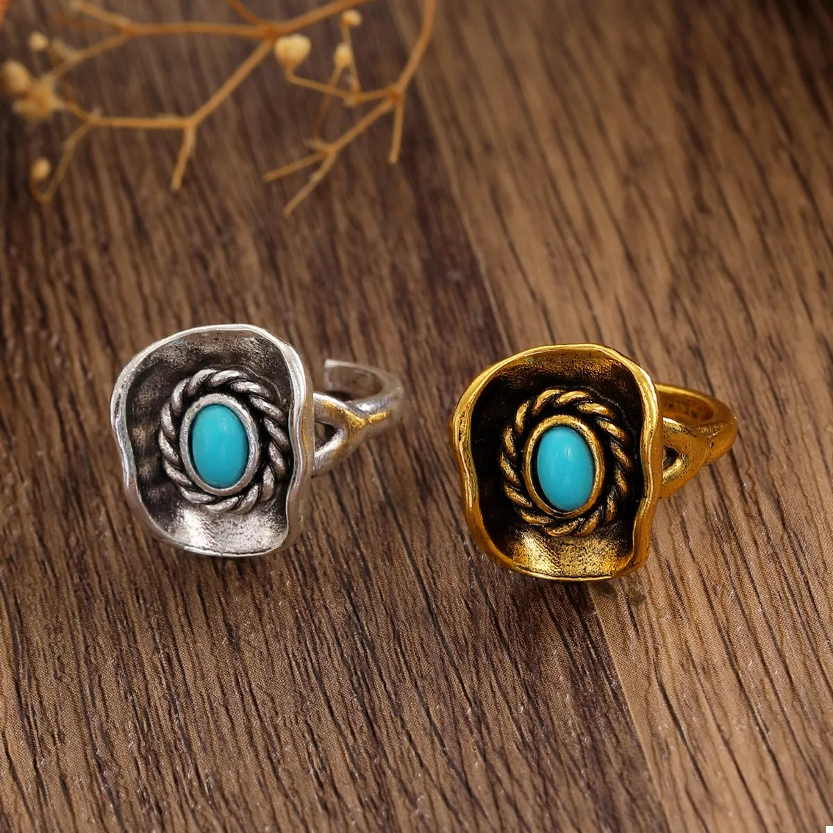 4 Piece Vintage Western Style Bull Head Rings