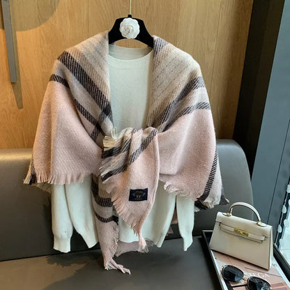 Raw Hem Plaid Scarf