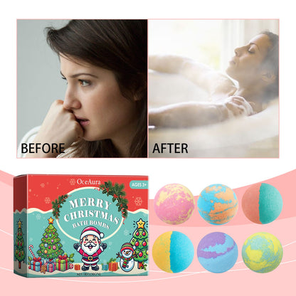 OceAura Christmas Colorful Bath Ball, Bubble Shower Fragrance Moisturizes Long-Lasting Plant Cleaning Bath Ball