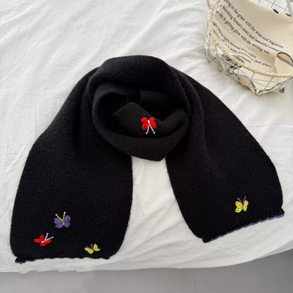 Butterfly Embroidered Knitted Scarf