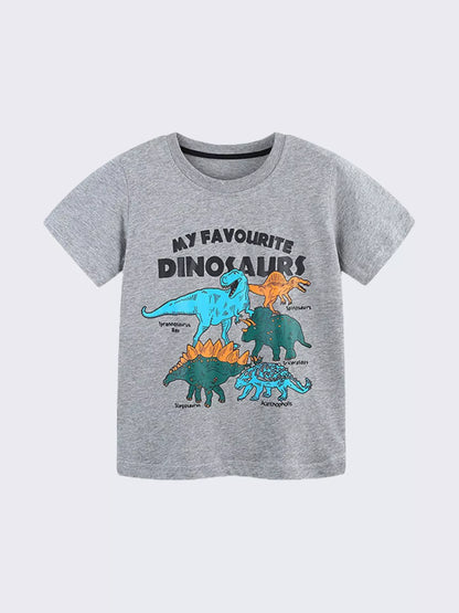 Children's Dinosaur Graphic Round Neck Tee