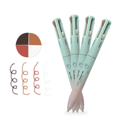 4 In 1 Makeup Pen Multifunctional Makeup Pen With Eyeliner, Lip Liner, Eyebrow Pencil, And Highlighter Portable Travel Easy-To-Apply Makeup Pencil