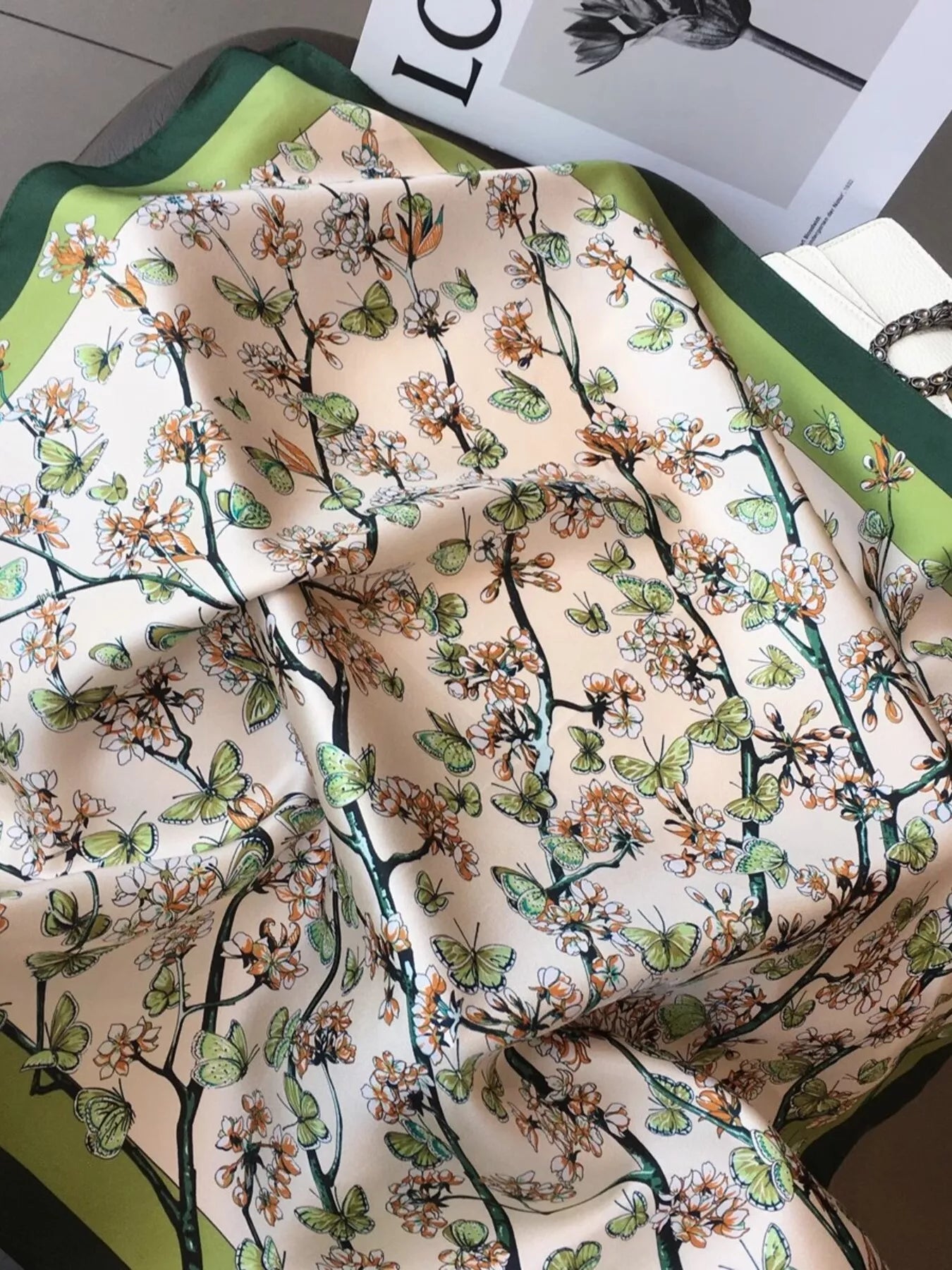 Floral Print Silk Scarf