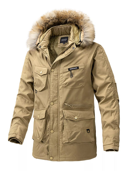 Men's Plus Size Fur Hooded Winter Parka Coat