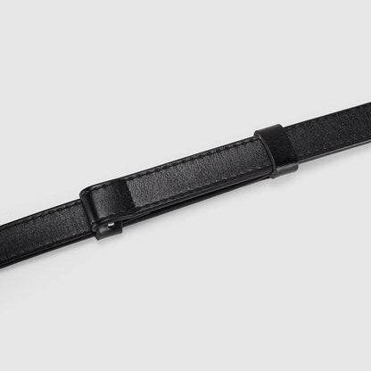 Skinny Leather Belt with Gold Buckle
