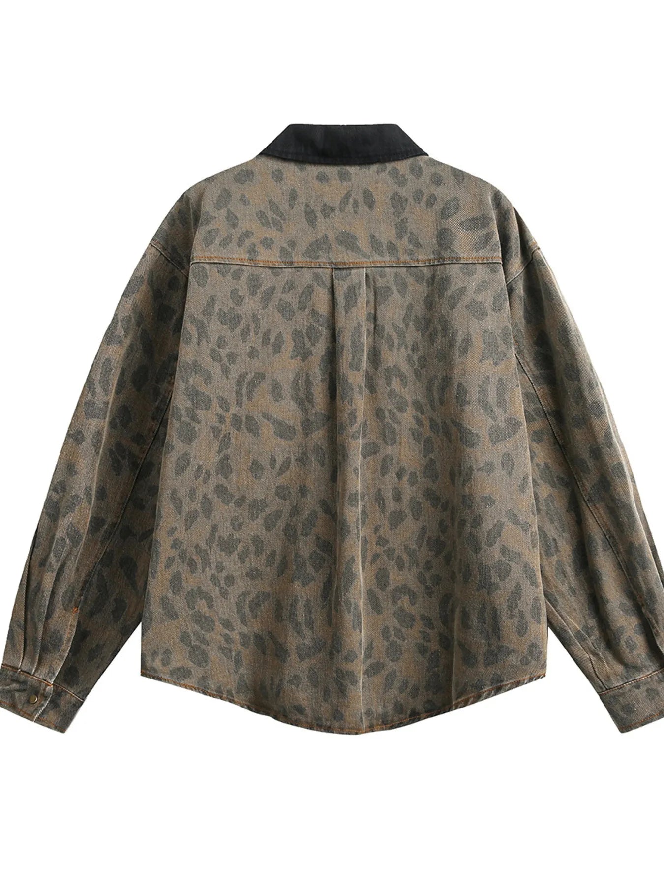 Men's Leopard Button Up Long Sleeve Jacket