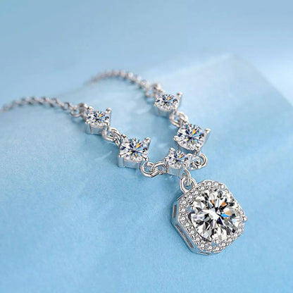 2 Carat Moissanite 925 Sterling Silver Pendant Necklace