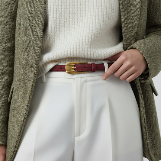 Skinny Belt with Golden Buckle