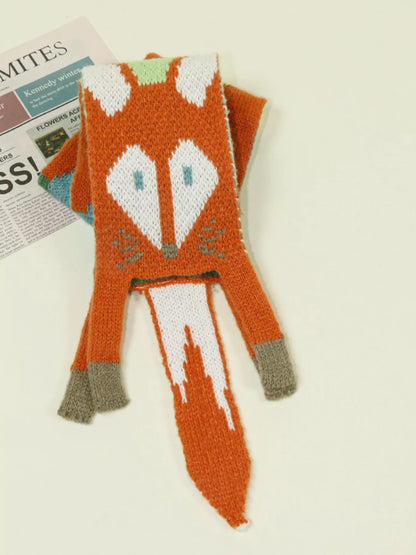 Knitted Fox Pattern Scarf