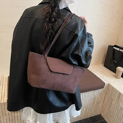 Minimalist Flap Decor Suede Bag