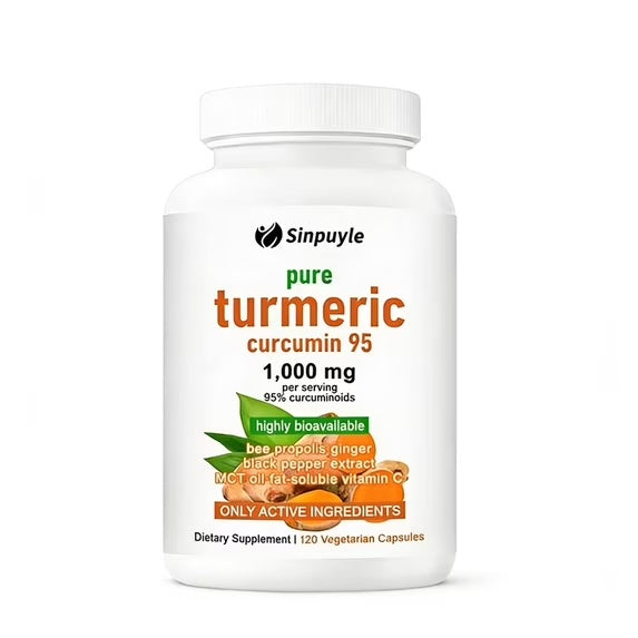 Pure Turmeric Curcumin 1000mg 120 Capsules With Ginger Black Pepper And Vitamin C For Joint Health