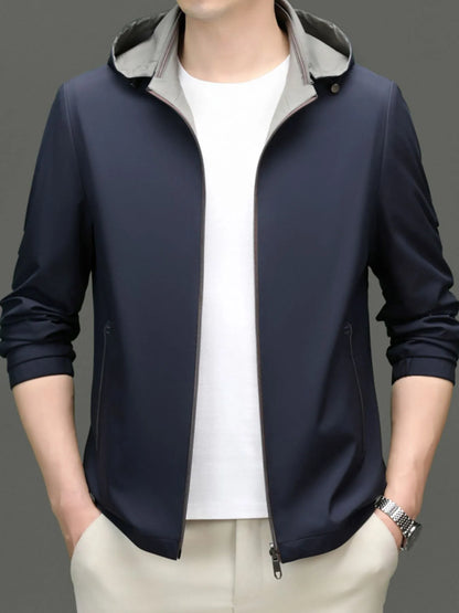 Men's Plus Size Zip Up Long Sleeve Hooded Jacket