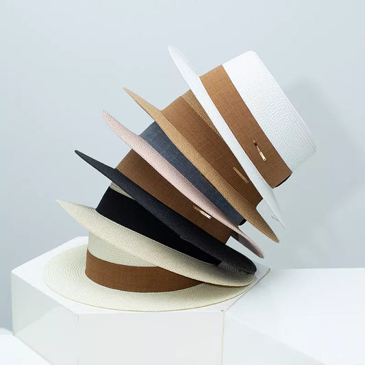 Straw Boater Hat with Ribbon