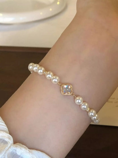 Pearl Clover Charm Bracelet