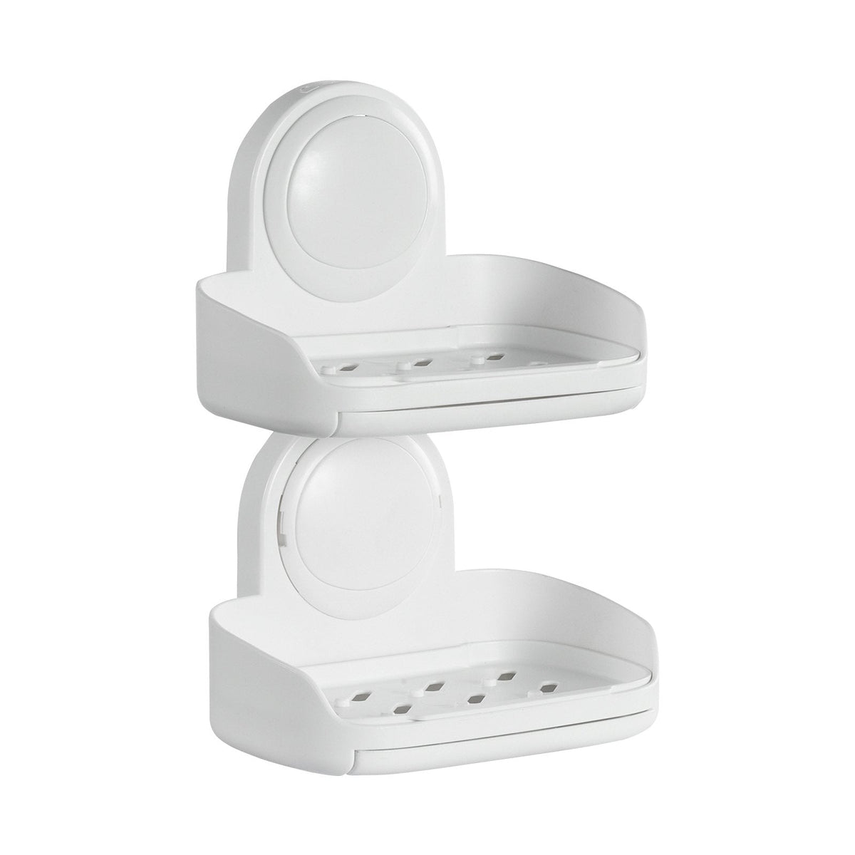Suction Cup Soap Dish With Double Layer Holder With Drain Tray For Shower