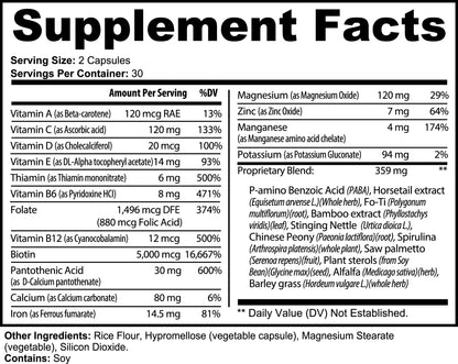 Hair Skin & Nails Beauty Support Biotin Collagen Vitamin Supplement for Strong Hair Growth Healthy Skin & Nails | 60 Capsules