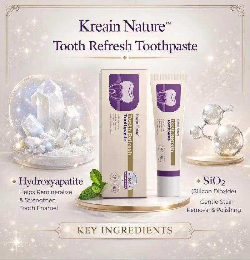 Kreain Nature Daily Oral Care Toothpaste, Hydroxyapatite Formula, Natural Ingredients, Sensitive Teeth Soothing Gentle Care, Whitening, Stain Repair & Elimination