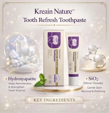 Kreain Nature Daily Oral Care Toothpaste, Hydroxyapatite Formula, Natural Ingredients, Sensitive Teeth Soothing Gentle Care, Whitening, Stain Repair & Elimination