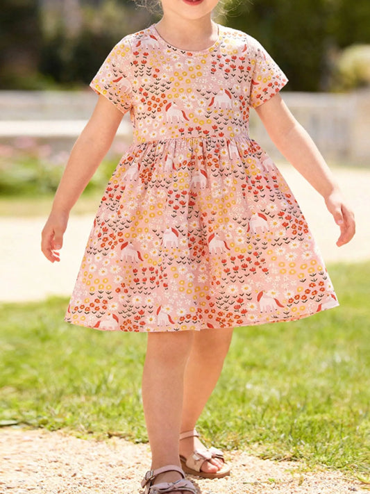Children's Floral Print Casual Dress