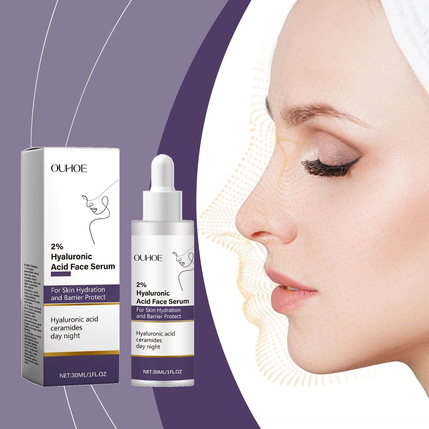 OUHOE Facial Hydrating Essence With Hyaluronic Acid, Moisturizes And Nourishes The Skin Deeply
