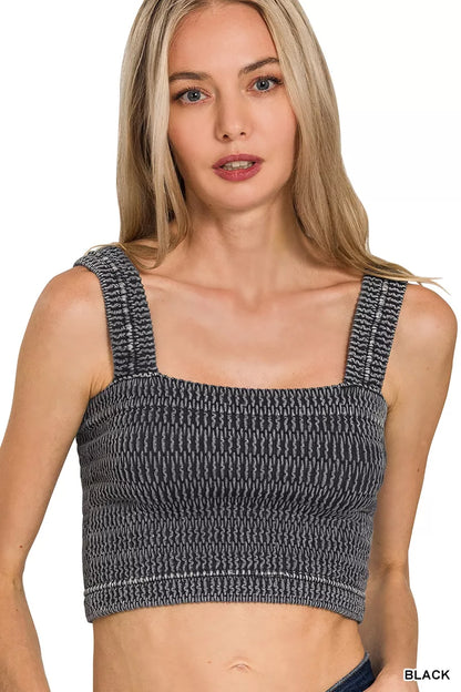 Zenana Seamless Winkle Stone Washed Bra Top