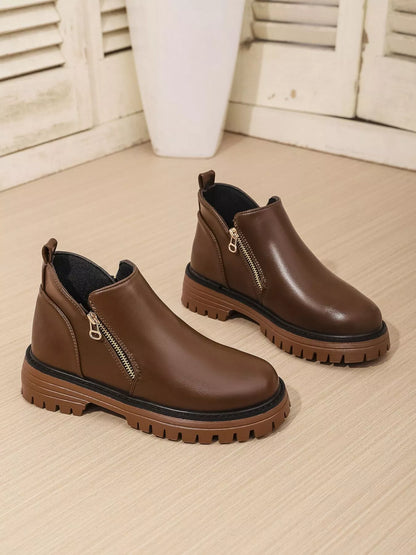 Leather Chelsea Boots with Side Zipper