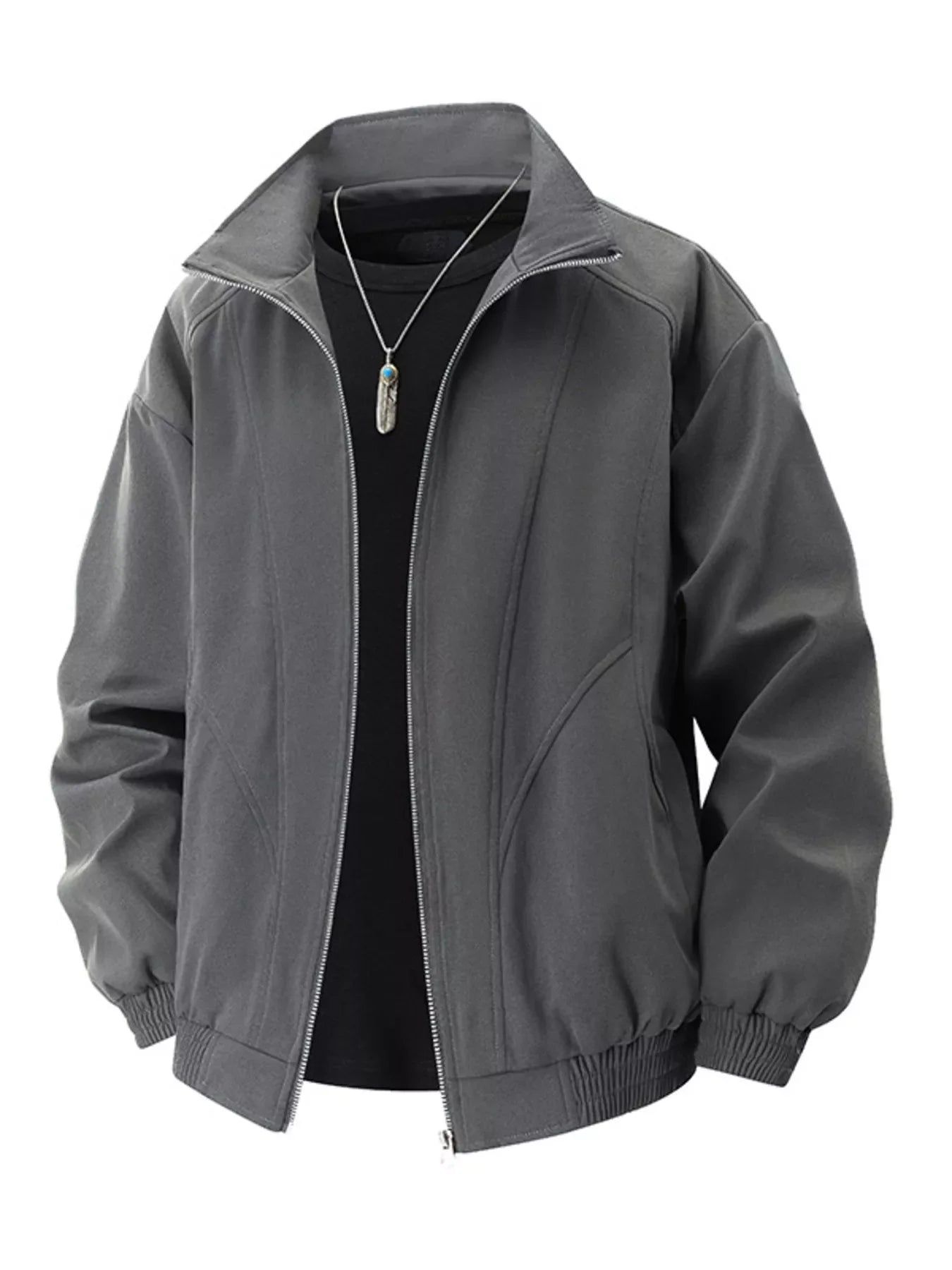 Men's Plus Size Stand Collar Zip Up Jacket