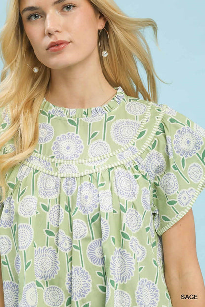 Umgee Floral Print Tiered Babydoll Dress