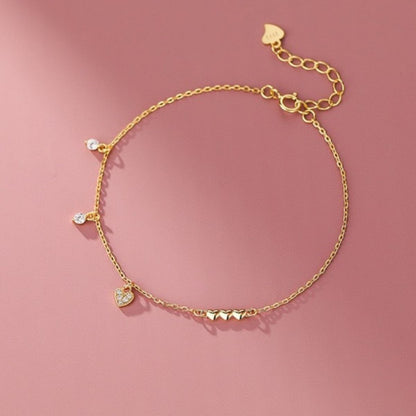 Heart Charm 925 Sterling Silver Bracelet