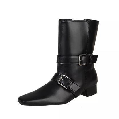 Square Toe Block Heels Boots