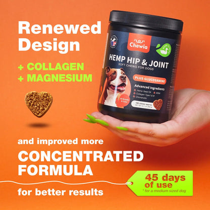 Glucosamine For Dogs Hemp Hip And Joint Supplement For Dogs Glucosamine Chondroitin Chews With MSM Turmeric Collagen For Mobility Bone Skin And Coat Health Maintains Muscle Strength