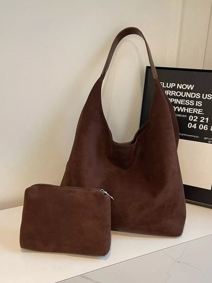 Solid Color Suede Tote Bag
